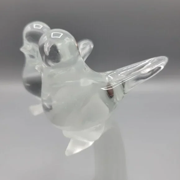 Vintage Artmark Glass Crystal Clear & Frosted Branch Love Birds Figurine 5.5" - Picture 11 of 15